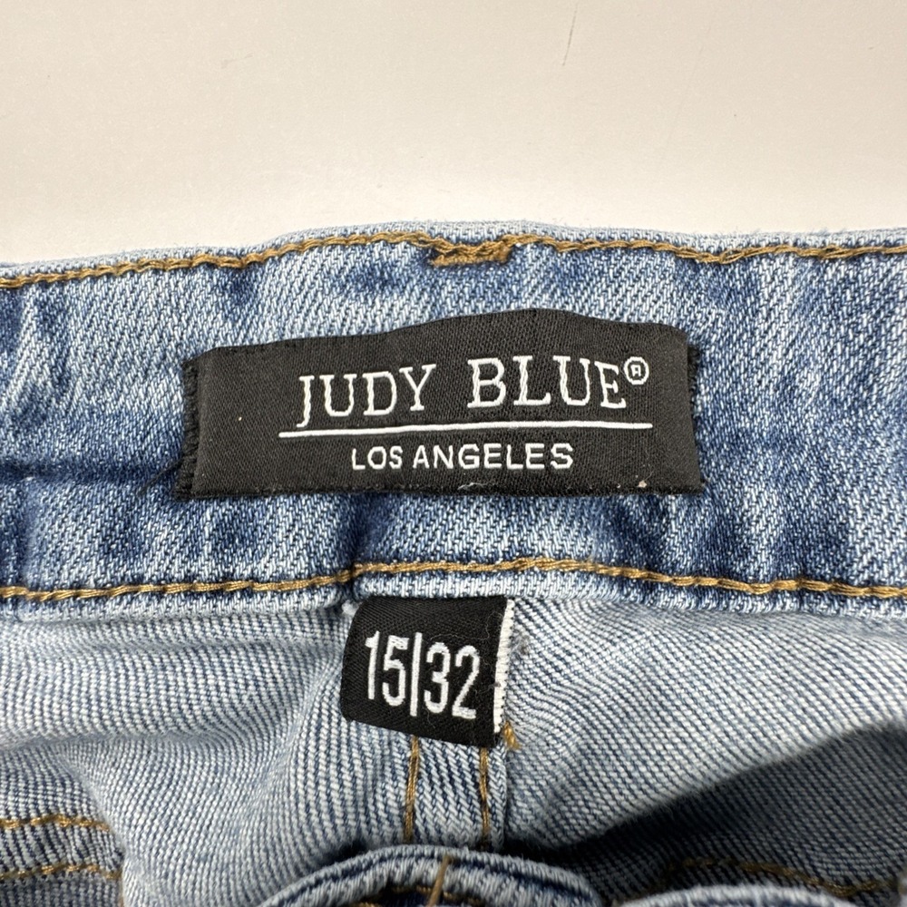 Judy Blue Women Flare Jeans 15/32 Cotton Blend Boho Raw Hem High Rise Denim - Picture 9 of 13